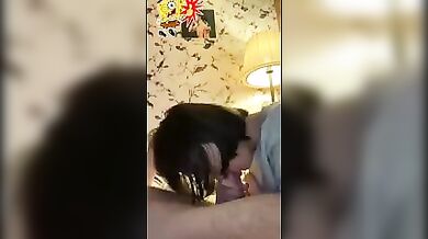 Sweet teen daughter pleases daddy with a juicy blowjob pov