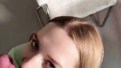 Russian daddy taught his stupid daughter to suck cock