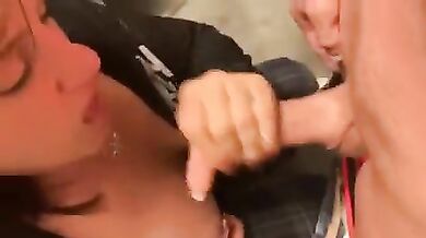 Blowjob for son in the garage pov