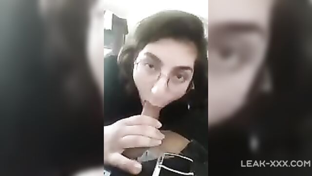 Sister with glasses jerks off brother's dick while parents are in another room - 2 image