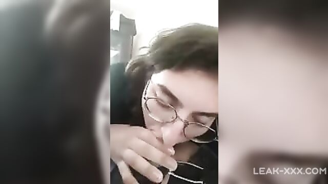 Sister with glasses jerks off brother's dick while parents are in another room - 4 image