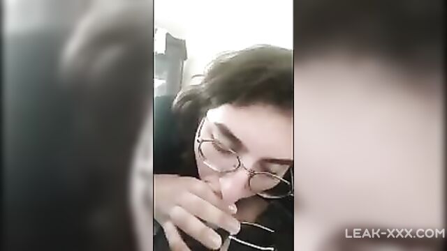 A brunette sister in glasses gave a blowjob to her brother - 3 image