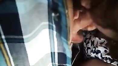 Russian mature mom sucks her son in the little forest