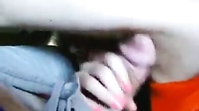 Blonde grandma is playing with her grandson's dick