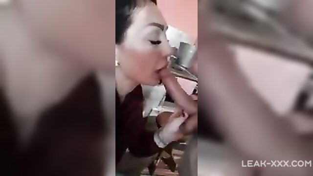 Pretty mommy sucked her son off in the kitchen - 5 image