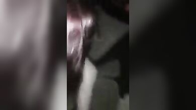 Brunette sister sucking her brother while his friend fucks her