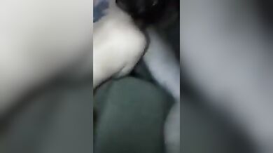 Brunette sister sucking her brother while his friend fucks her