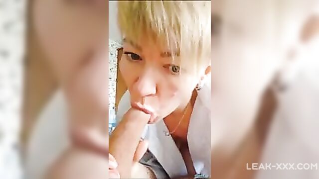 Blonde mom sucks her son's dick pov - 1 image
