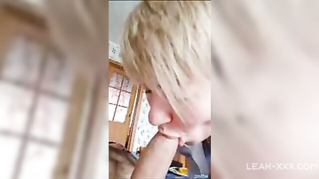 Blonde mom sucks her son's dick pov - 3 image