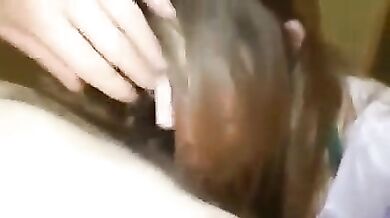 Deep blowjob from teen sister pov