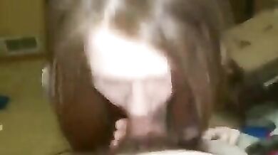 Deep blowjob from teen sister pov