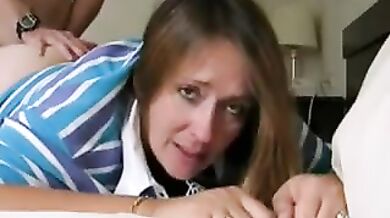 Roug anal sex with pretty mom and her teenage son