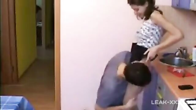 Brother fucked his skinny sister doggy style on the kitchen table - 2 image
