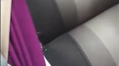 Russian Mom shows off her stockings while sitting behind the wheel