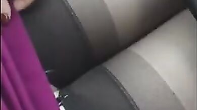 Russian Mom shows off her stockings while sitting behind the wheel