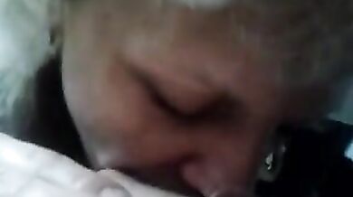 Morning blowjob from an old dirty mother