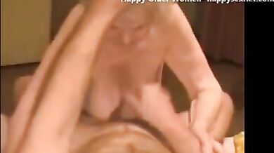 A 90 year old granny gives a blowjob her grandson